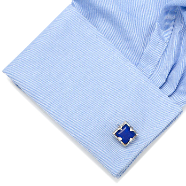 Sterling Silver and Lapis Faceted Square Cufflinks Image 3