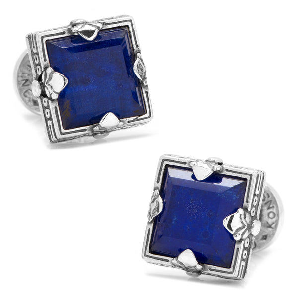 Sterling Silver and Lapis Faceted Square Cufflinks Image 1