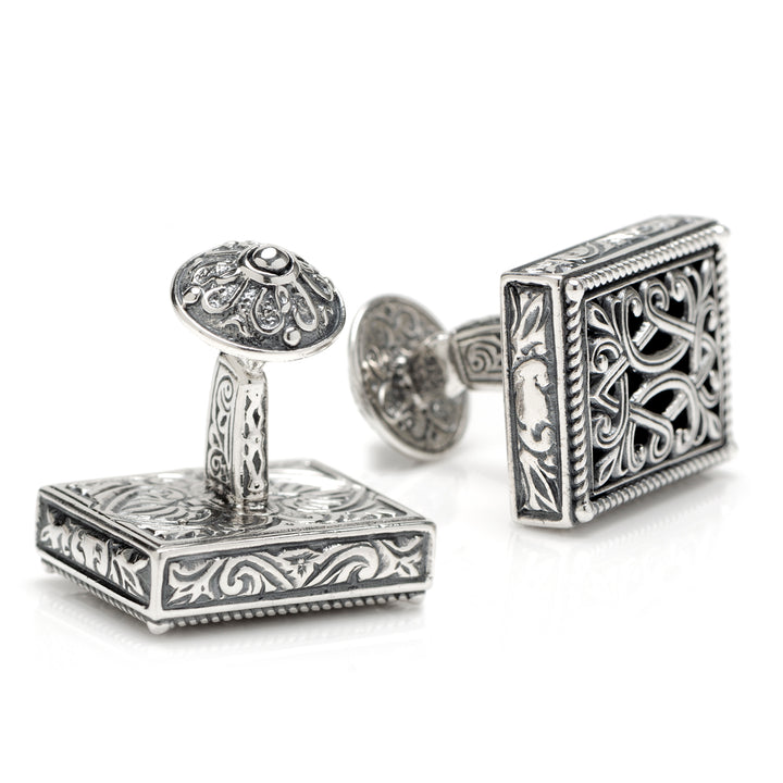 Sterling Silver Rectangle Cufflinks Image 3
