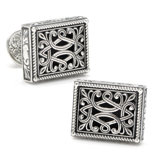 Sterling Silver Rectangle Cufflinks Image 1
