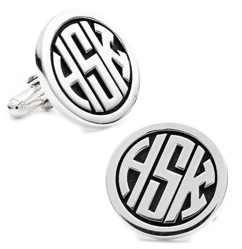 Sterling Personalized Round Signet Monogram Cufflinks