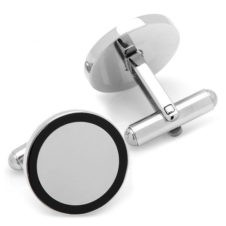Stainless Steel Round Engravable Framed Cufflinks Image 3