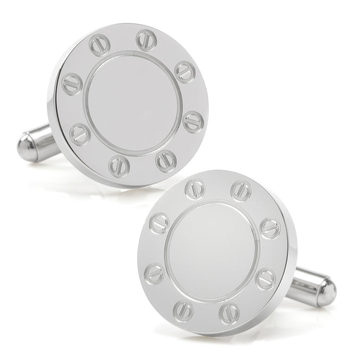 Stainless Steel Engravable Bolted Cufflinks Image 1