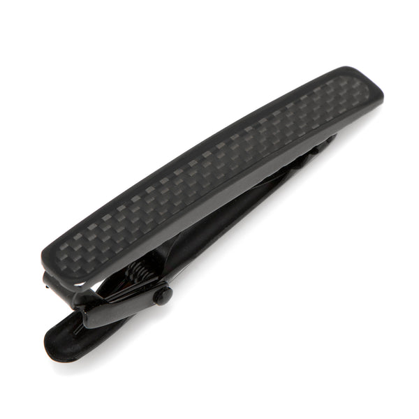Black Plated Stainless Steel Carbon Fiber Tie Clip Image 1