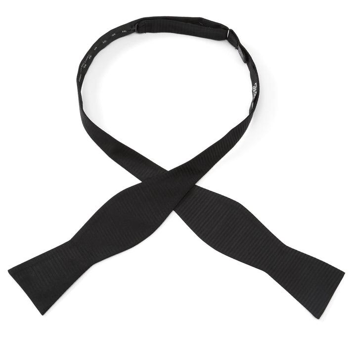 Black Formal Pinstripe Silk Bow Tie Image 3