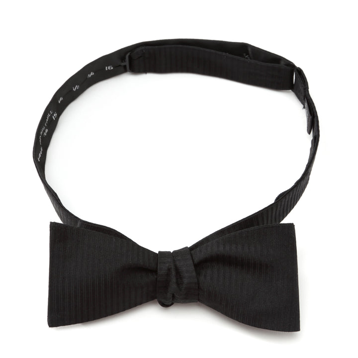Black Formal Pinstripe Silk Bow Tie Image 6