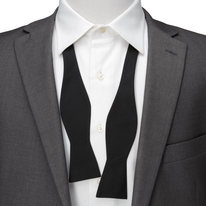 Black Formal Pinstripe Silk Bow Tie Image 7