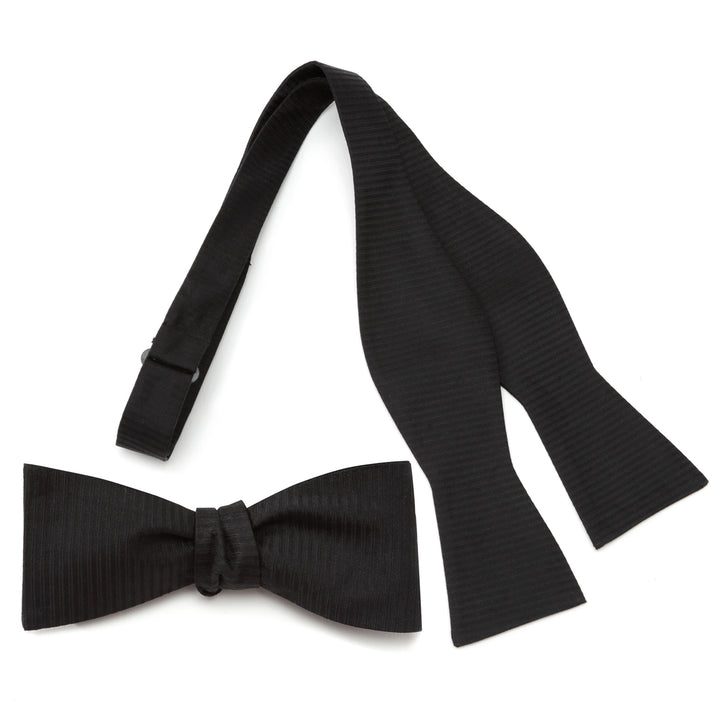 Black Formal Pinstripe Silk Bow Tie Image 1