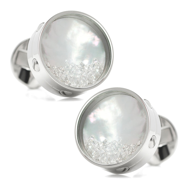 Mother of Pearl Floating Crystals Cufflinks Image 2