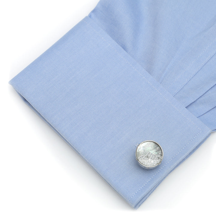 Mother of Pearl Floating Crystals Cufflinks Image 4