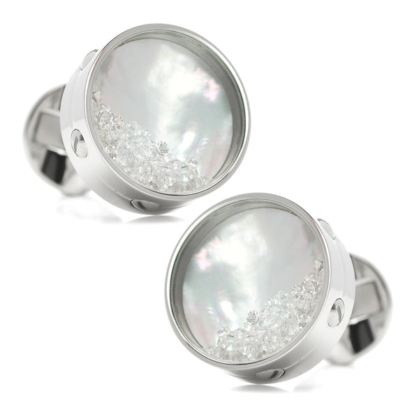Mother of Pearl Floating Crystals Cufflinks Image 1
