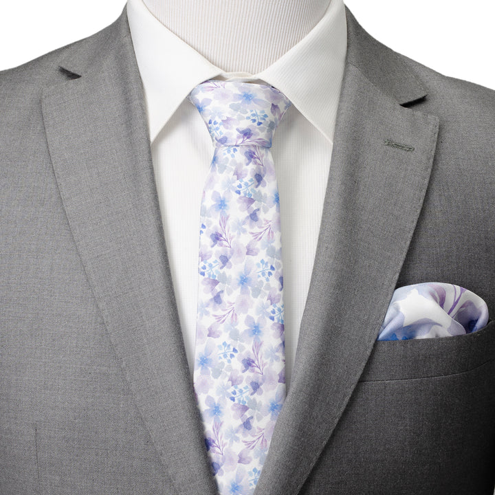 Watercolor Lavender Tie and Pocket Square Gift Set Image 3