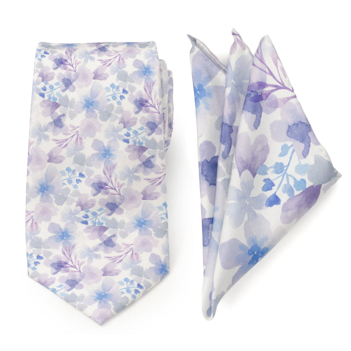 Watercolor Lavender Tie and Pocket Square Gift Set Image 1