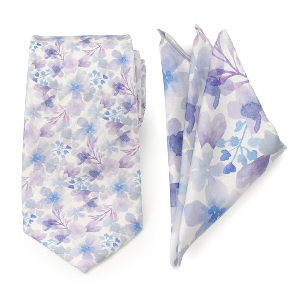 Watercolor Lavender Tie and Pocket Square Gift Set
