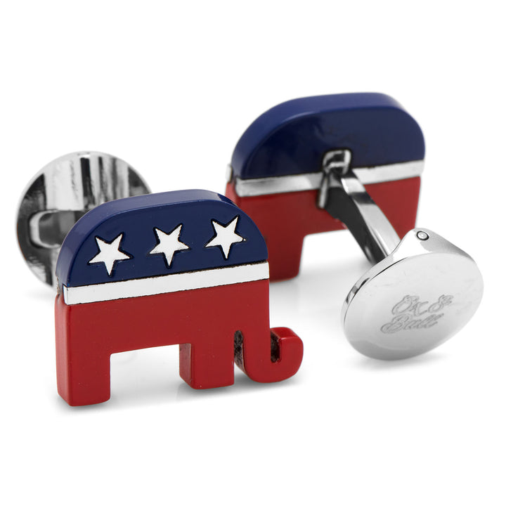 Stainless Steel Republican Elephant Cufflinks Image 2