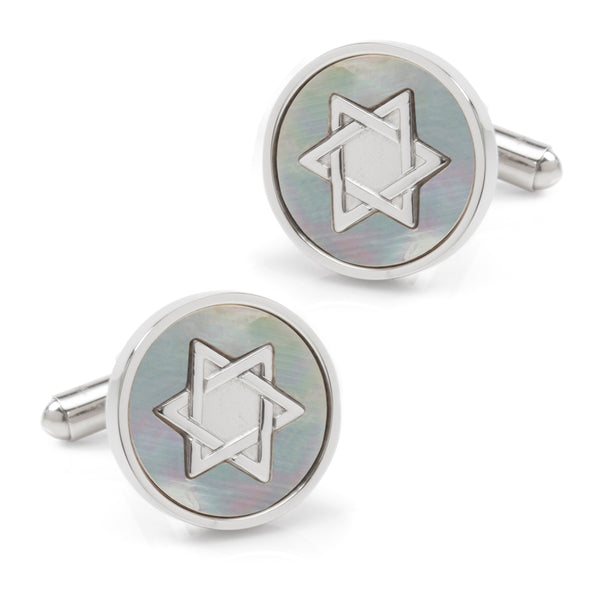 Star of David Mother of Pearl Stainless Steel Cufflinks Image 1