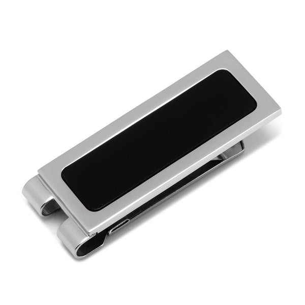 Stainless Steel Onyx Inlaid Money Clip Image 1