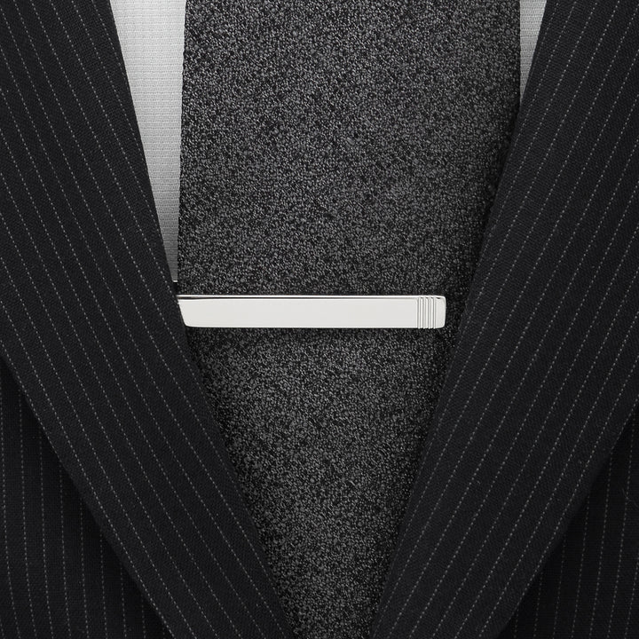 Vertical Line Stainless Steel Tie Clip Image 2