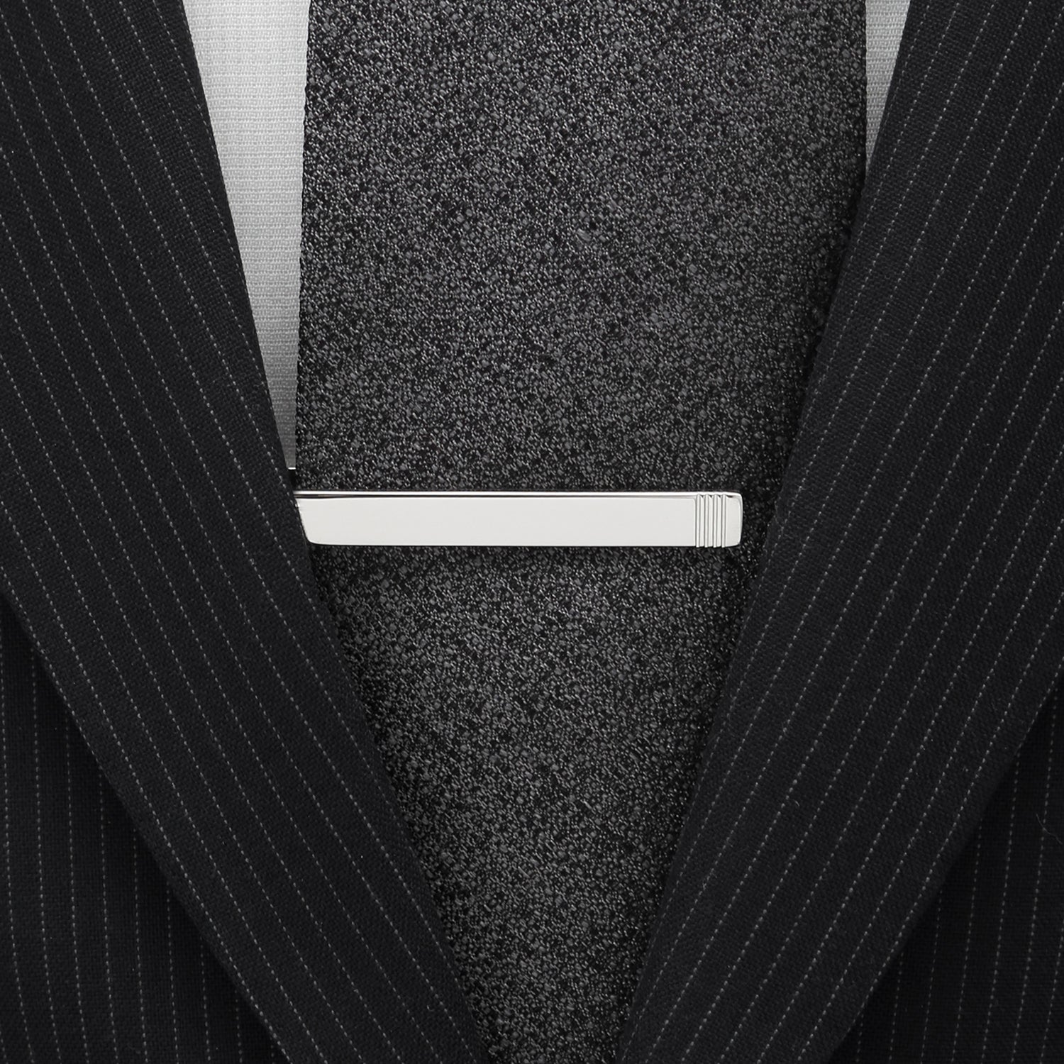 Vertical Line Stainless Steel Tie Clip Image 2