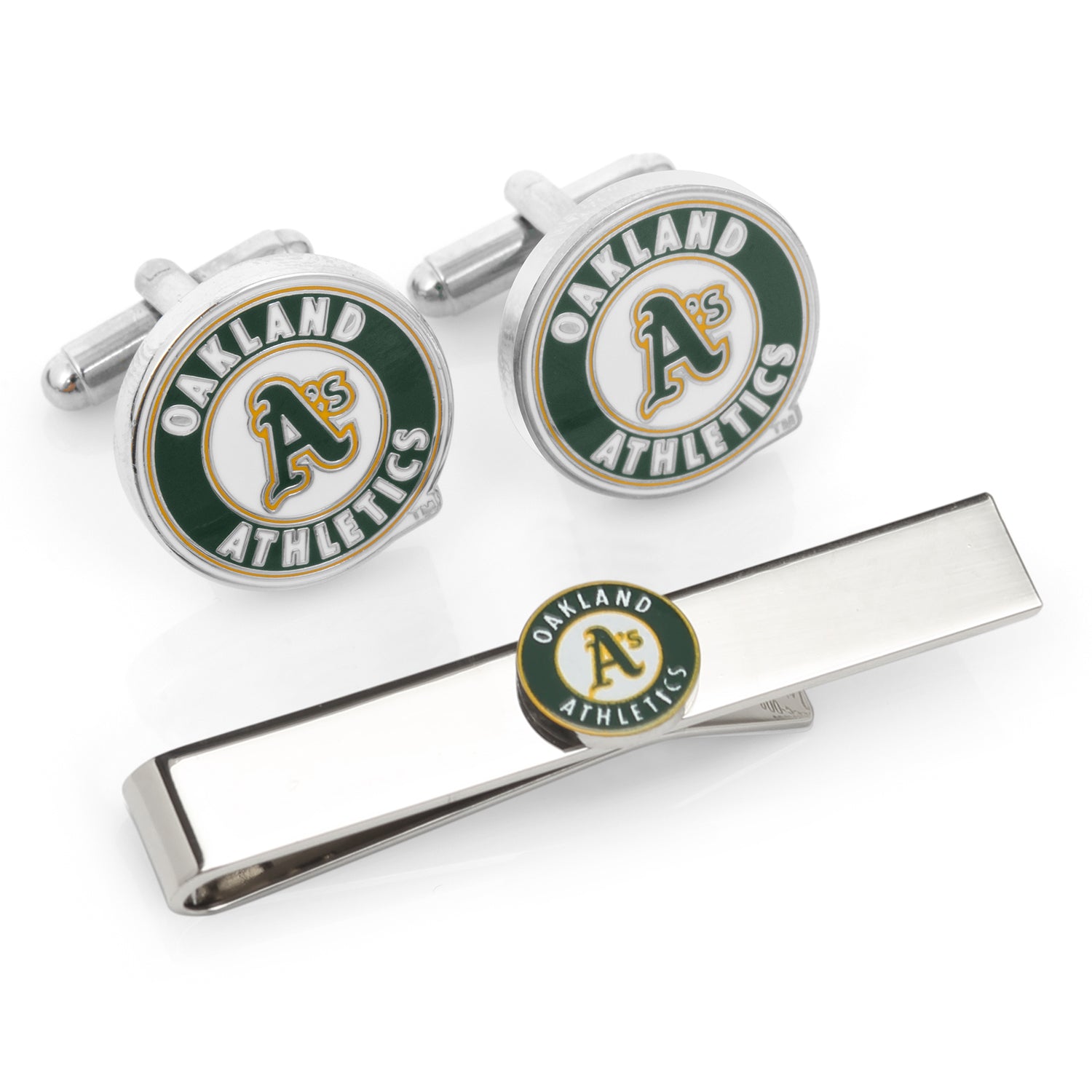 Oakland A's Cufflinks and Tie Bar Gift Set Image 1