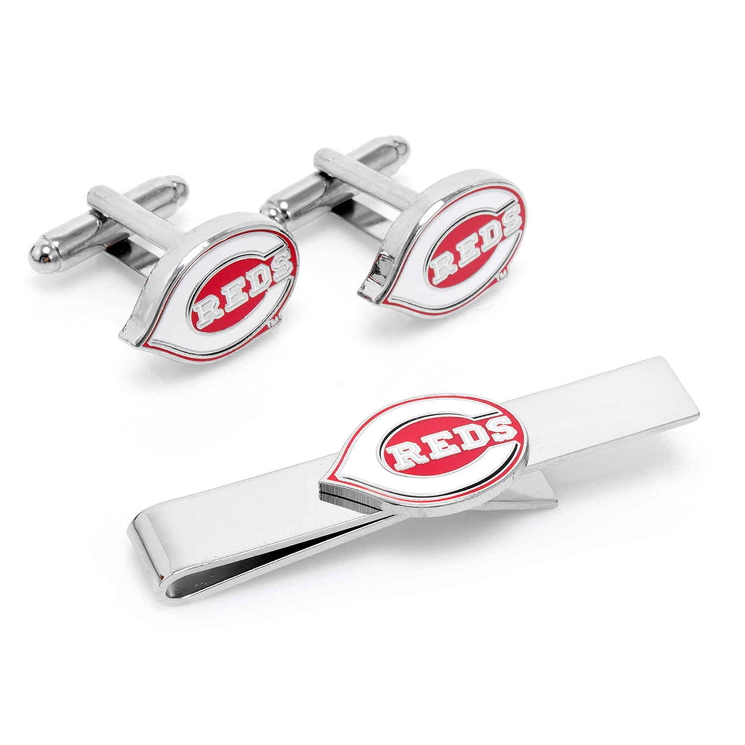 Cincinatti Reds Cufflinks and Tie Bar Gift Set Image 1