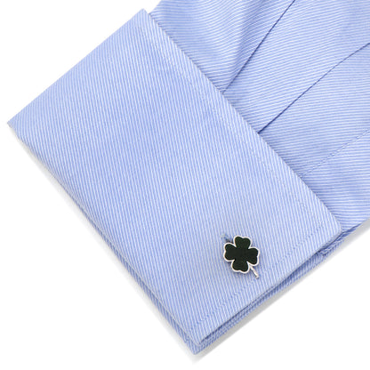 Four Leaf Clover Italian Green Onyx Cufflinks Image 3