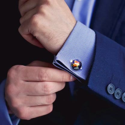 Sterling Silver Spinning Globe Cufflinks Image 2