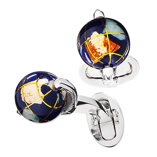 Sterling Silver Spinning Globe Cufflinks Image 1