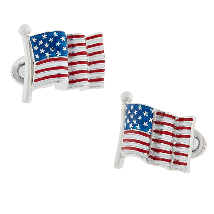 Sterling Silver Enameled American Flag Cufflinks Image 1