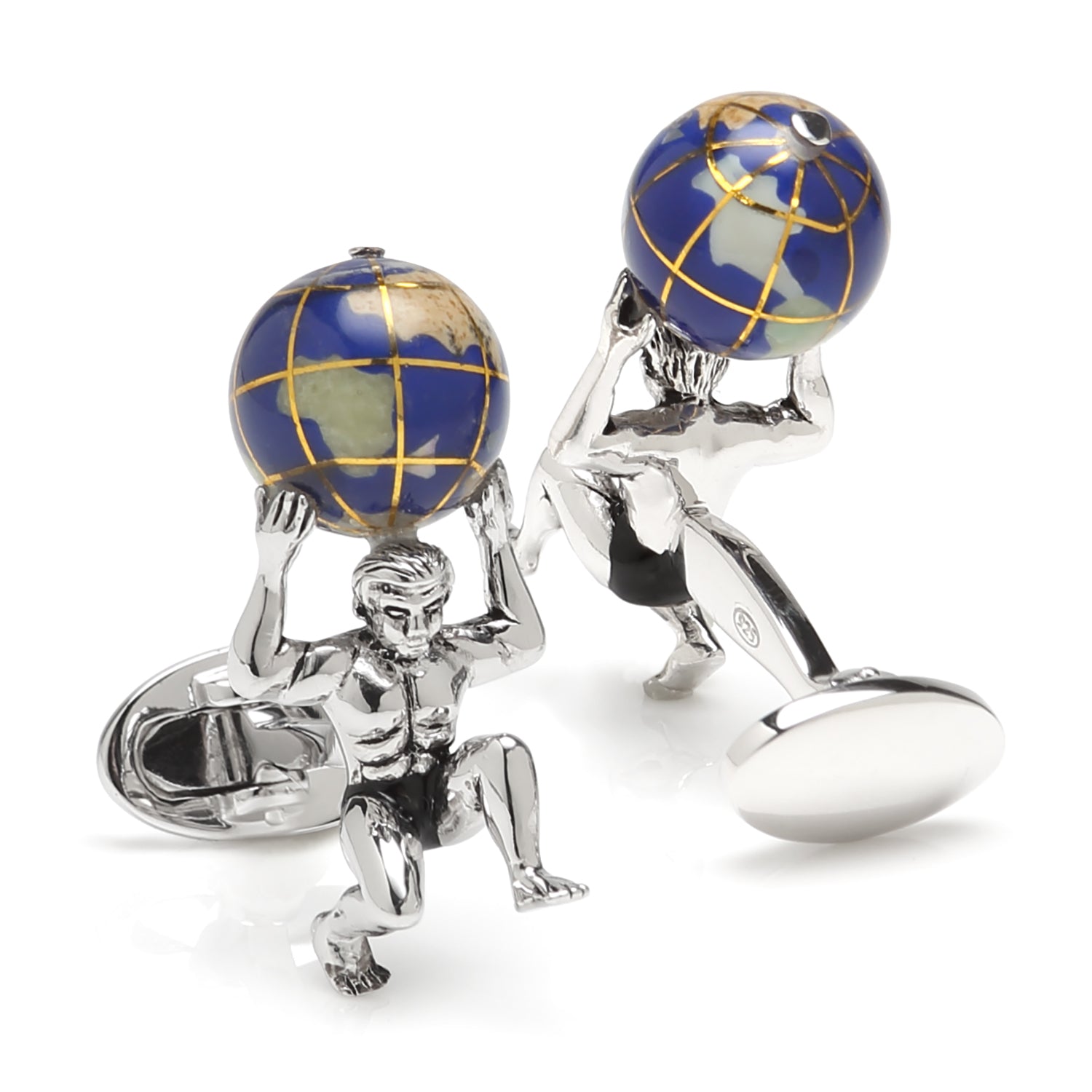 Sterling Silver Atlas Carrying The World Cufflinks Image 2