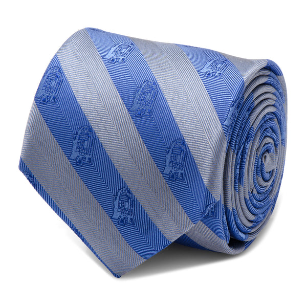 R2D2 Blue and Gray Stripe Men's Tie Image 1